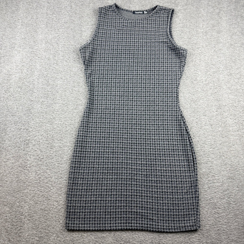Boohoo Gray Houndstooth‎ Sleeveless Bodycon Mini Dress Women's US 6